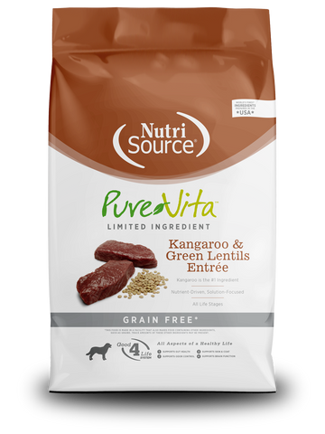 Nutri Source Pure Vita Premium Dog Food | Limited Ingredient Kangaroo & Green Lentils Entree | 25 lb Bag