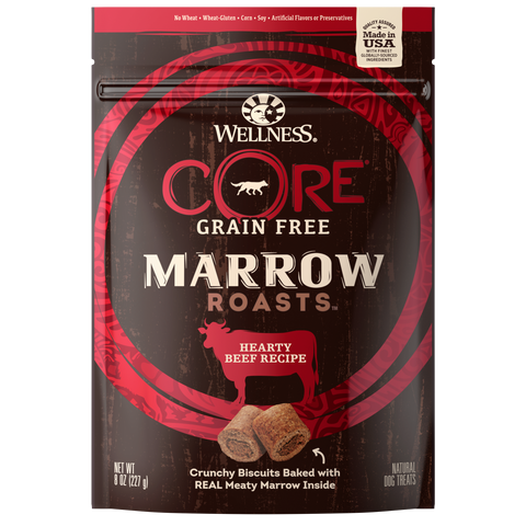 Wellness Premium Dog Treats | CORE Grain-Free Marrow Roasts | Hearty Beef Recipe | 227 g Pouch