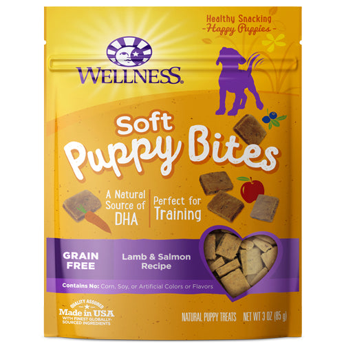 Wellness Premium Puppy Treats | Grain-Free Soft Puppy Bites | Lamb & Salmon Recipe
