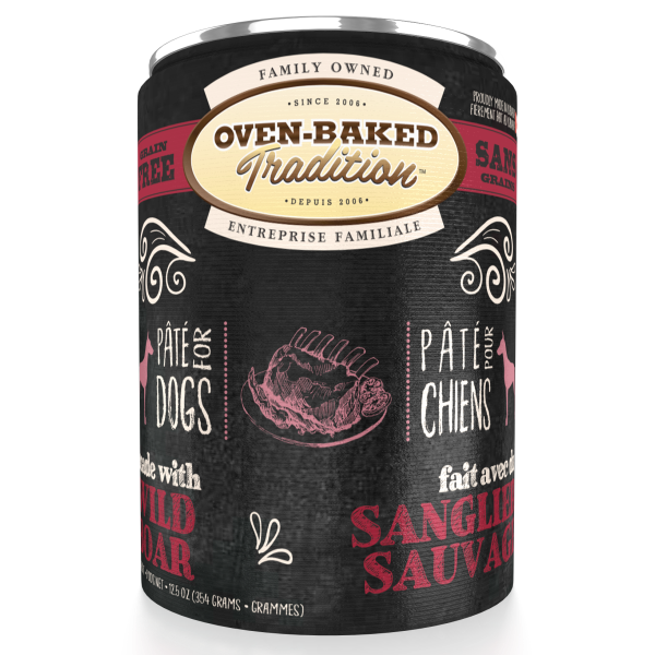 Oven-Baked Tradition Canned Dog Food | Grain-Free Boar Pate Recipe | 12.5 oz Can