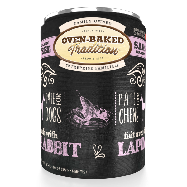 Oven-Baked Tradition Canned Dog Food | Grain-Free Rabbit Pate Recipe | 12.5 oz Can