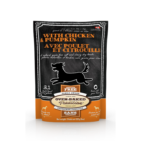 Oven-Baked Tradition Premium Soft and Chewy Dog Treats | Chicken with Pumpkin Flavour | 227 g Pouch