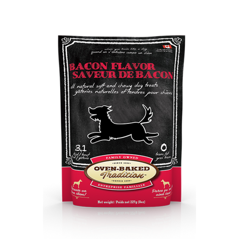 Oven-Baked Tradition Premium Soft and Chewy Dog Treats | Bacon Flavour | 227 g Pouch