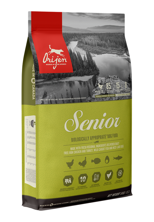 Orijen Premium Senior Dog Food | Grain-Free Formula | 11.4 kg Bag 🇨🇦