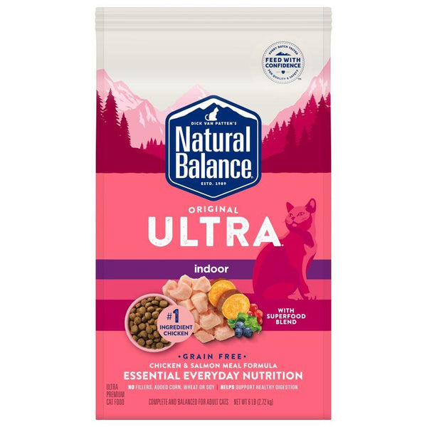 Natural Balance Premium Cat Food | Original Ultra Grain-Free Indoor Formula | Chicken Meal & Salmon Meal Recipe | 6 lb Bag
