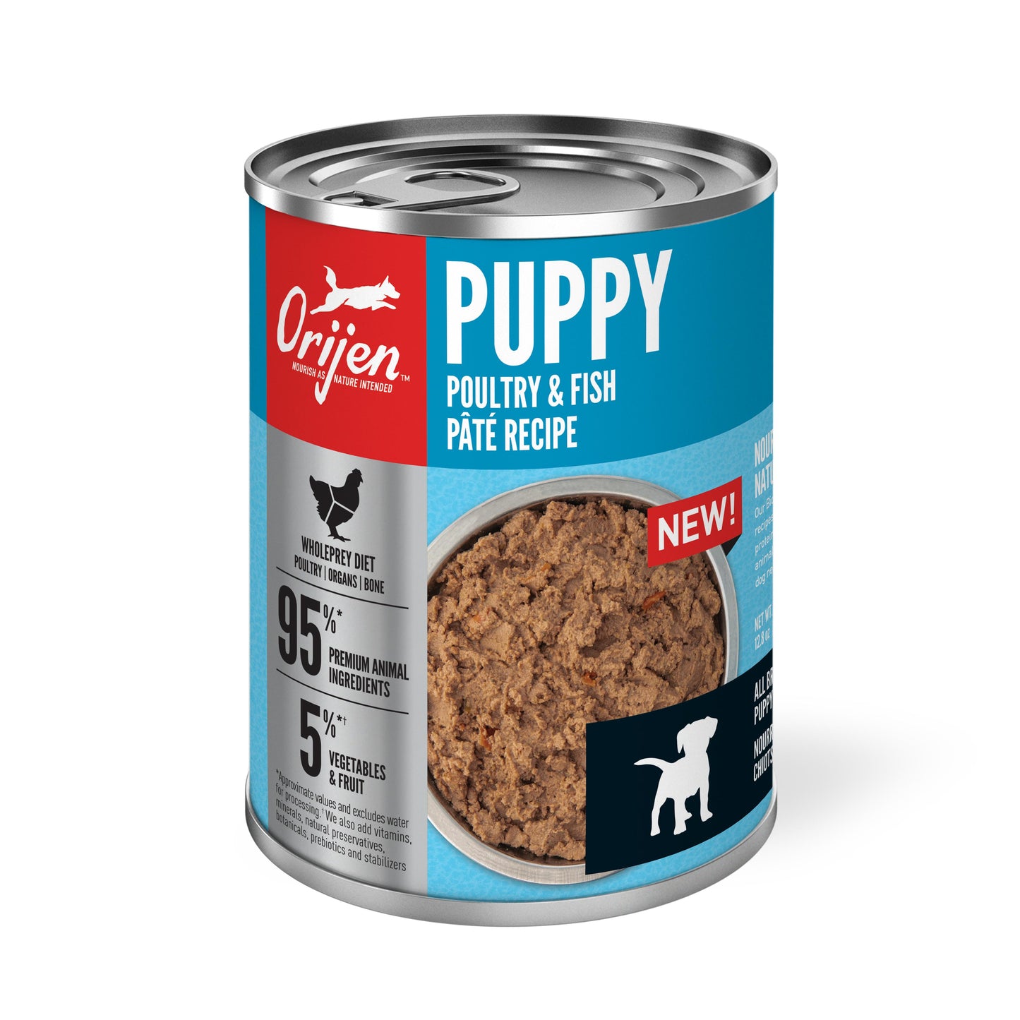 Orijen Premium Canned Puppy Food | Poultry & Fish Pate Recipe | 12.8 oz. Can