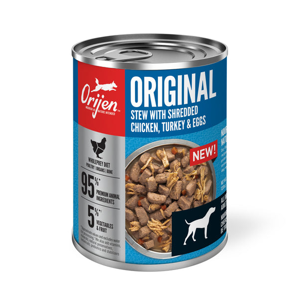 Orijen Premium Canned Dog Food | Original Stew with Shredded Chicken, Turkey and Eggs | 12.8 oz. Can