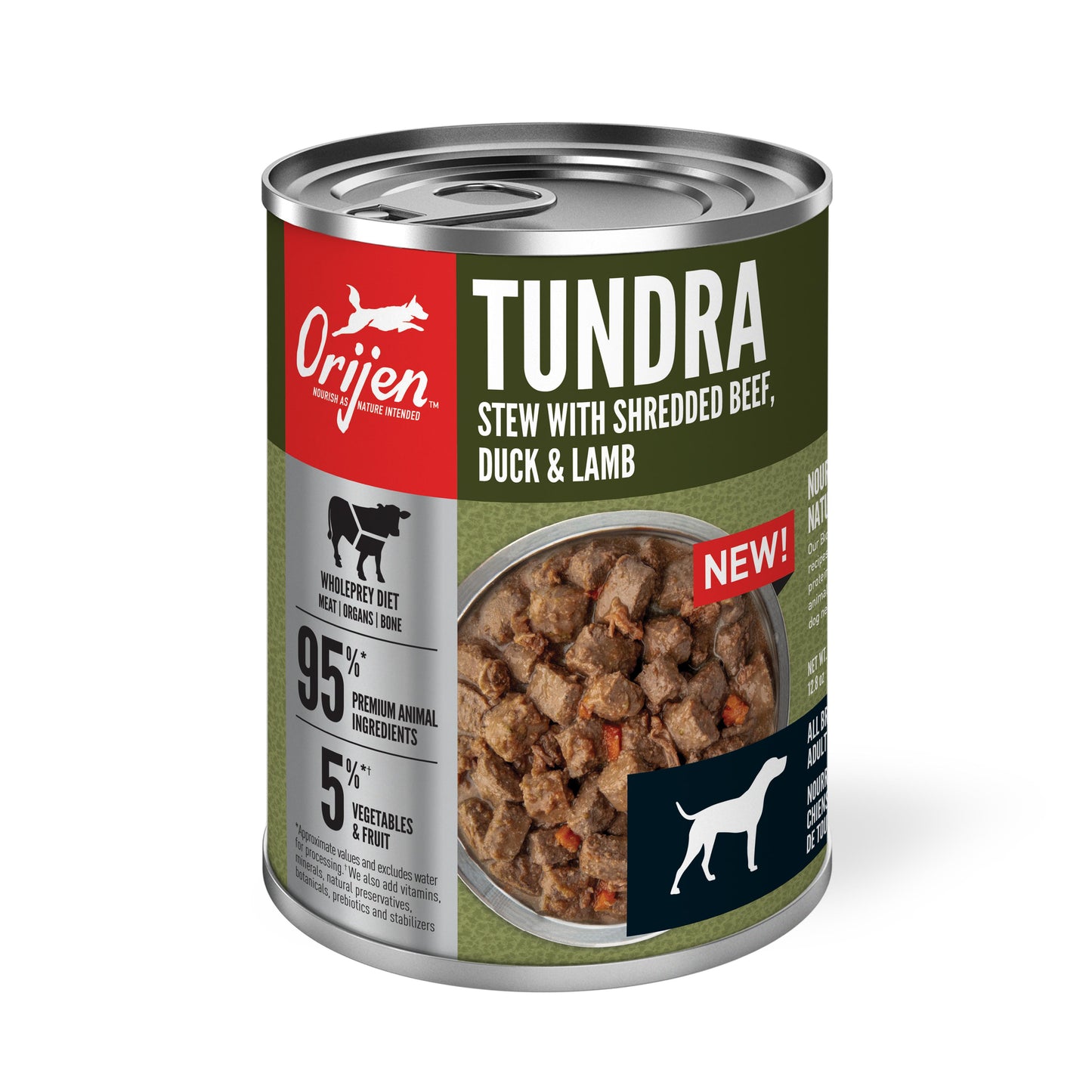 Orijen Premium Canned Dog Food | Tundra Stew with Shredded Beef, Duck & Lamb | 12.8 oz. Can
