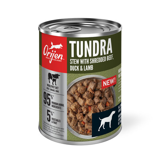 Orijen Premium Canned Dog Food | Tundra Stew with Shredded Beef, Duck & Lamb | 12.8 oz. Can