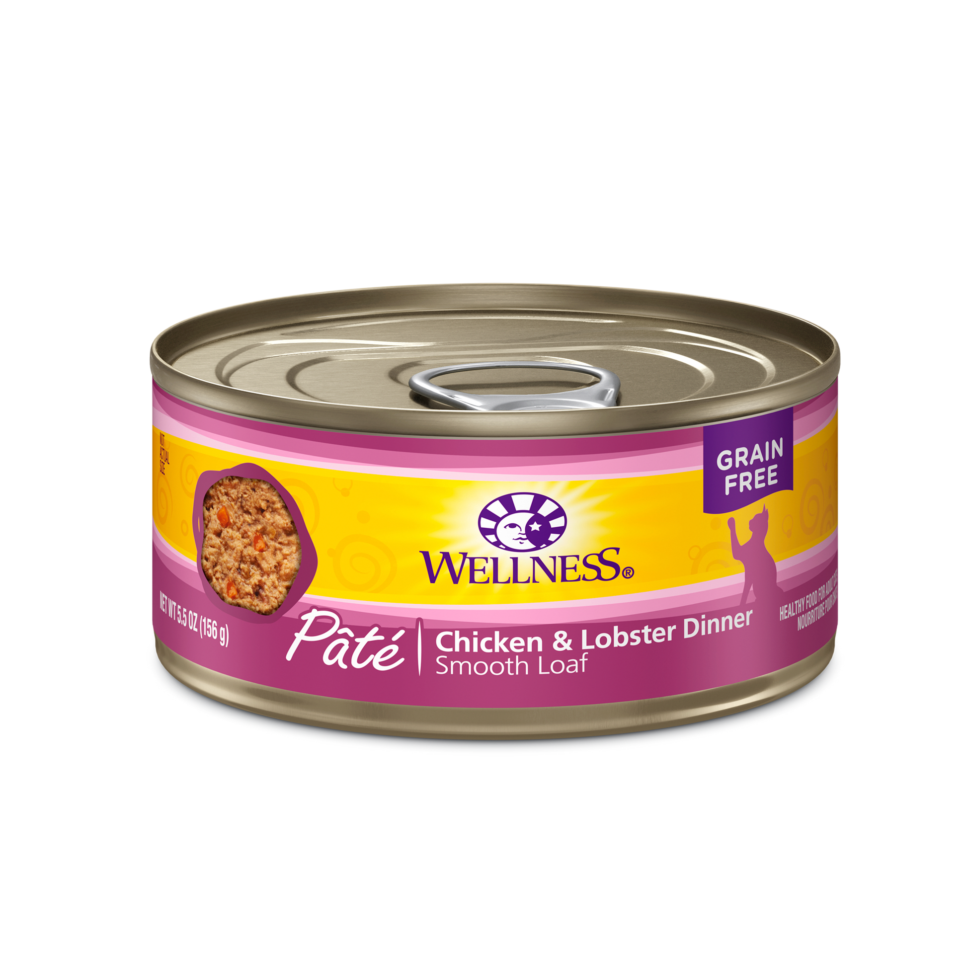 Wellness Premium Canned Cat Food Grain Free Formula Chicken Lobster Pate Recipe