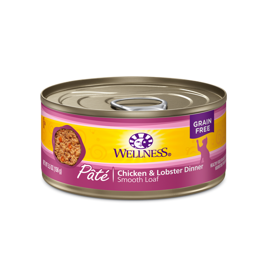 Wellness Premium Canned Cat Food | Grain-Free Formula  | Chicken & Lobster Pate Recipe