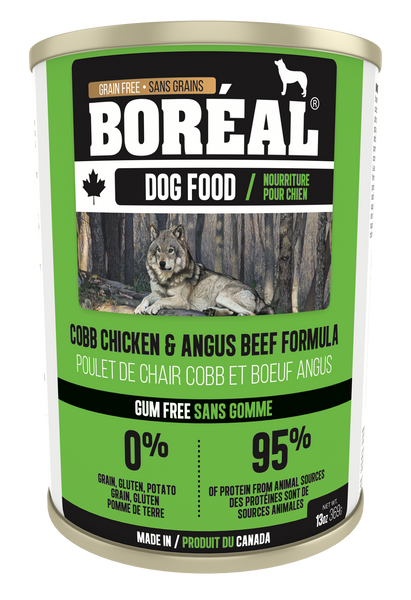 Boreal Premium Canned Puppy and Dog Food | Grain-Free Formula | Canadian Cobb Chicken and Angus Beef Recipe | 13 oz. Can