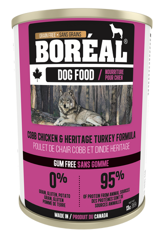 Boreal Premium Canned Puppy and Dog Food | Grain-Free Formula | Canadian Cobb Chicken and Heritage Turkey Recipe | 13 oz. Can