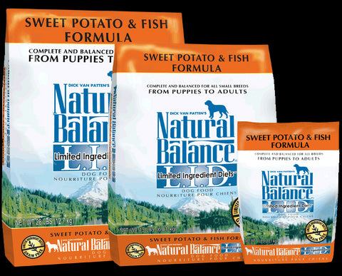 Natural Balance Limited Ingredient Diet Sweet Potato & Fish Dog Food packaging