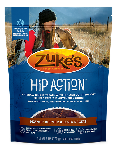 Zuke's Premium Dog Treats | Hip Action | Peanut Butter and Oats Recipe | 170 g Pouch